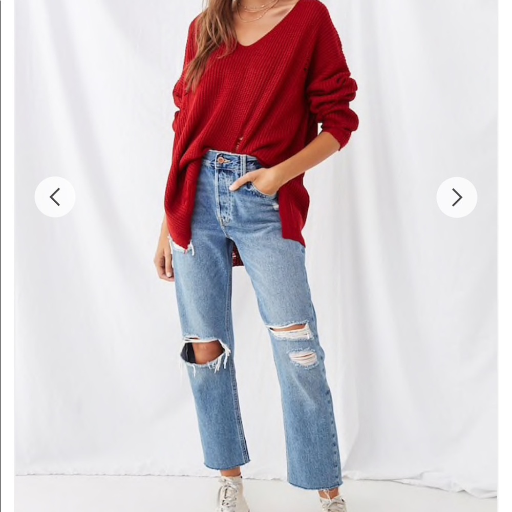 Distressed longline sweater